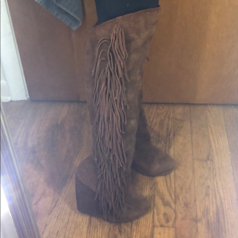 Suede knee high boots